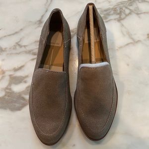 Taupe suede slip on loafers - new